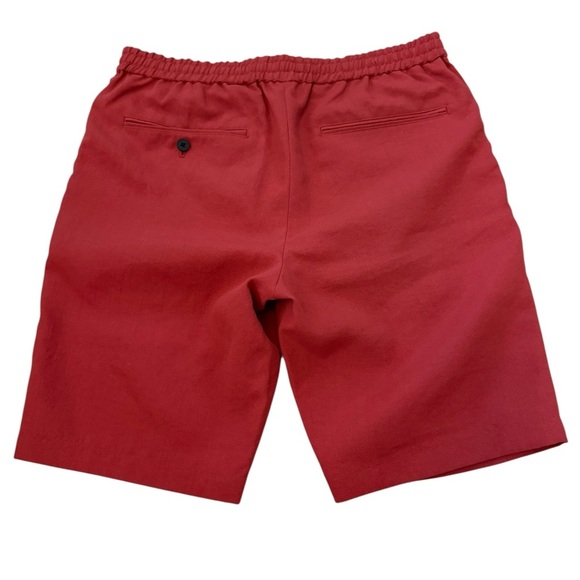 Theory Men’s Linen Blend Shorts Size 31 Red Elastic Waist Tailored Fit - Picture 2 of 4